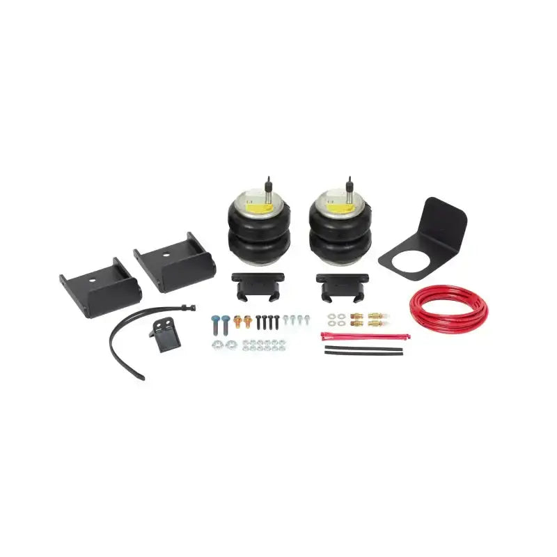 Firestone Ride-Rite Air Spring Kit Rear for 2019 GMC Sierra 1500 including air helper springs, hardware, air line, and inflation valves for no-drill installation.