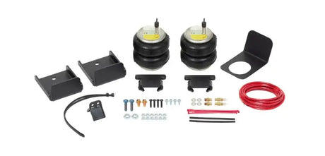 Firestone Ride-Rite Air Spring Kit Rear for 2019 GMC Sierra 1500 including air helper springs, hardware, air line, and inflation valves for no-drill installation.