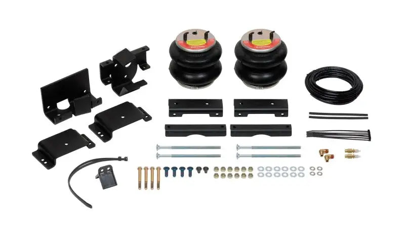Firestone Ride-Rite RED Label Extreme Duty Air Spring Kit with brackets, air helper springs, hardware, air line, and inflation valves for 2014-2018 Dodge RAM 2500 2WD/4WD (W217602706).