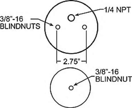 Technical diagram of threaded circular plates for Firestone Ride-Rite Bellow Sleeve