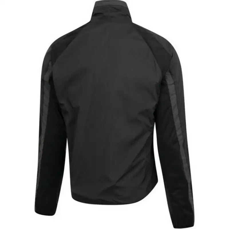 Black men’s full-zip windbreaker jacket liner with raglan sleeves and side stripes