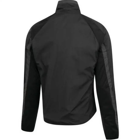 Black men’s full-zip windbreaker jacket liner with raglan sleeves and side stripes