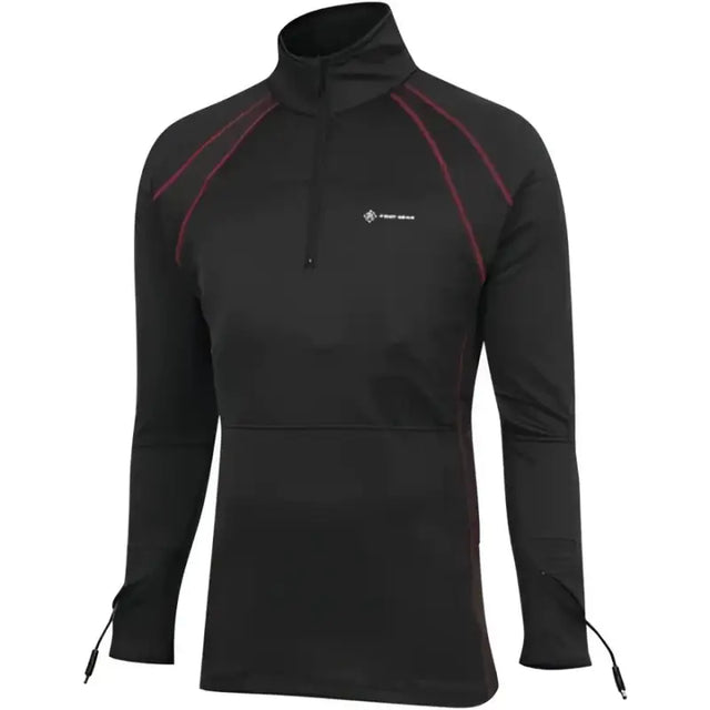 Black long-sleeve thermal layer shirt with red stitching for FIRSTGEAR Heated Layer Shirt 12V