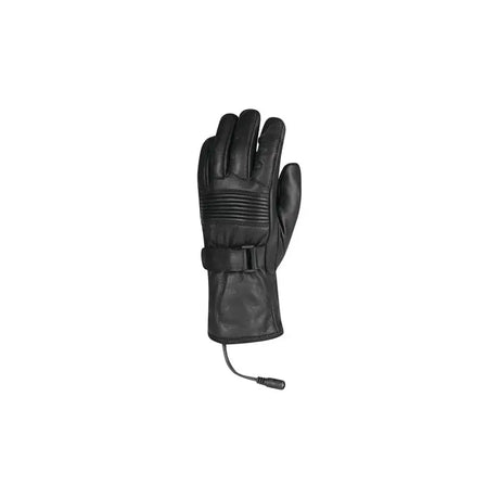 Black leather FIRSTGEAR Heated Rider iTouch gloves with wrist strap for women small