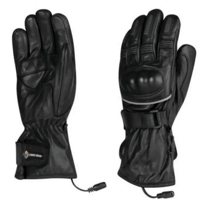 Pair of black leather heated ultimate touring gloves from FIRSTGEAR Heated Ultimate Touring collection