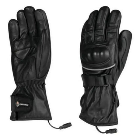 Pair of black leather heated ultimate touring gloves from FIRSTGEAR Heated Ultimate Touring collection