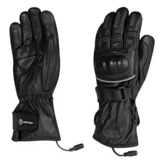 Pair of black leather heated ultimate touring gloves from FIRSTGEAR Heated Ultimate Touring collection
