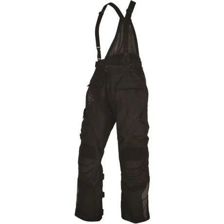 Black waterproof snow bibs with adjustable suspenders from FIRSTGEAR Kathmandu pants black for motorcycle rides