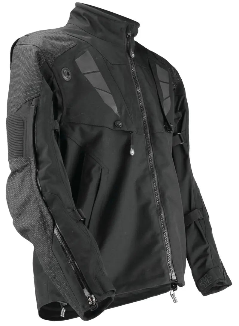 Black FIRSTGEAR Rogue XC Pro Jacket with textured sleeves and front zipper closure