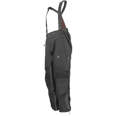 Dark grey Firstgear Rogue XC Pro Pants with black suspenders and zip pockets