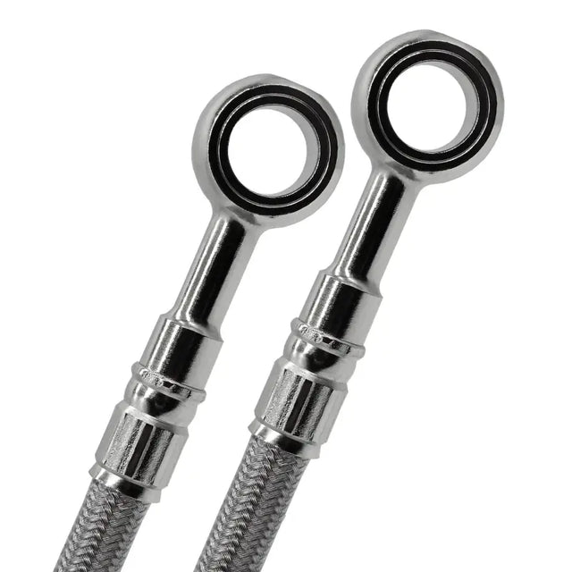 Two braided stainless steel brake lines with banjo fittings for FK003D289R Galfer bike