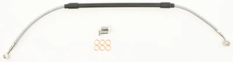 Braided steel motorcycle brake line FK003D430R with fittings and washers