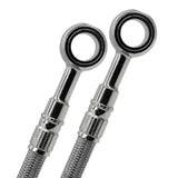 Two shiny stainless steel braided brake lines for FK003D717-3 Galfer kit