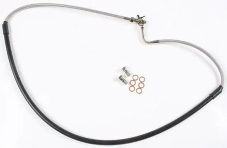 Black and silver braided stainless steel FK003D740-1 Galfer brake line kit with banjo bolts