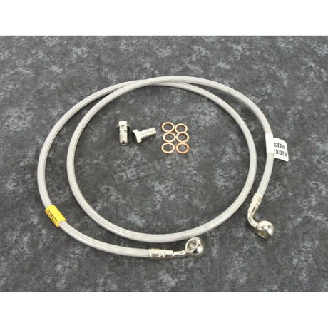 Braided stainless steel motorcycle brake line kit FK003D740-1 Galfer with banjo bolts