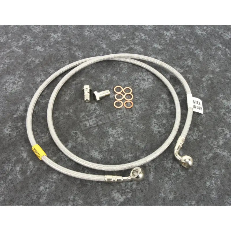 Braided stainless steel motorcycle brake line kit FK003D740-1 Galfer with banjo bolts