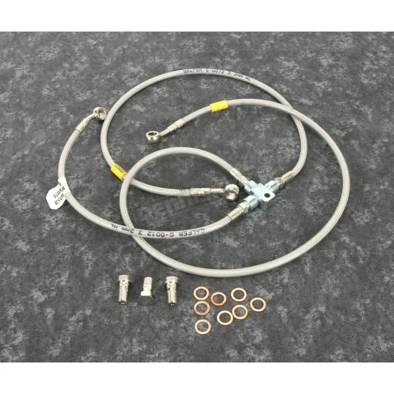 Stainless steel FK003D798-3 Galfer motorcycle brake line kit with banjo bolts and crush washers
