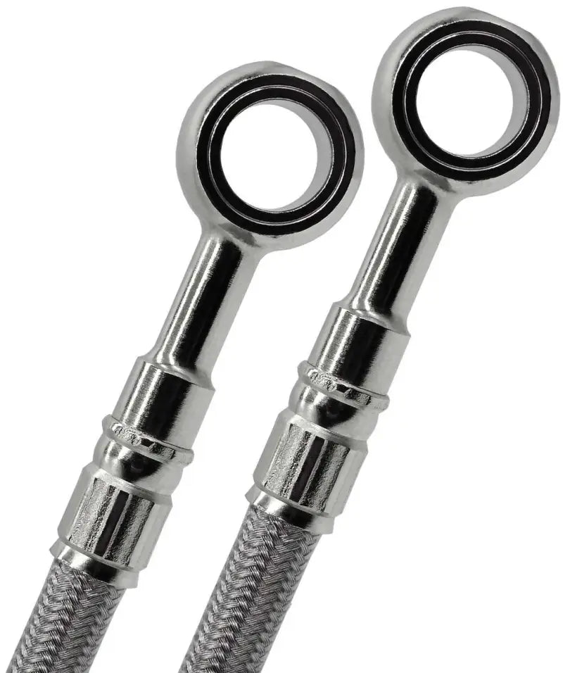 Two braided stainless steel brake lines with banjo fittings from FK003D869-4 Cable Kit