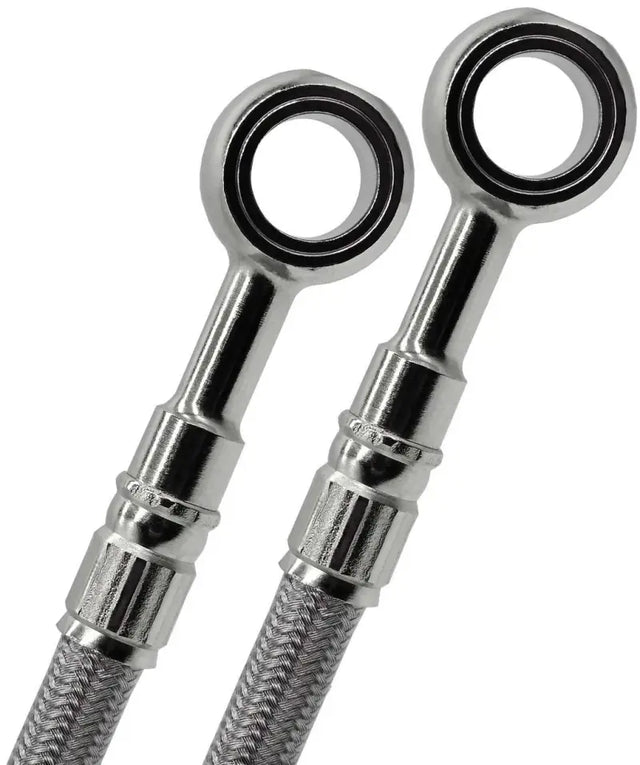 Two braided stainless steel brake lines with banjo fittings from FK003D869-4 Cable Kit