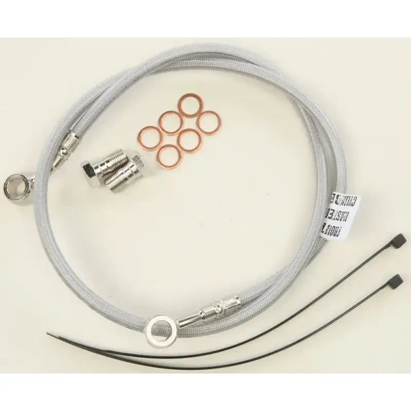 Silver braided stainless steel FK003D871-1 brake line kit with fittings and washers