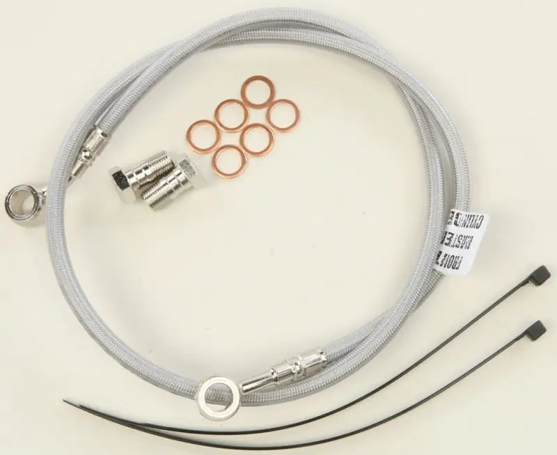 Silver braided stainless steel FK003D871-1 brake line kit with fittings and washers