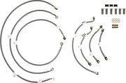 Braided stainless steel brake line set FK003D883-5 with fittings for front and rear brakes