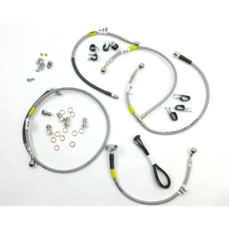 Braided stainless steel brake line kit with fittings and clamps for FK003D907-6 Galfer