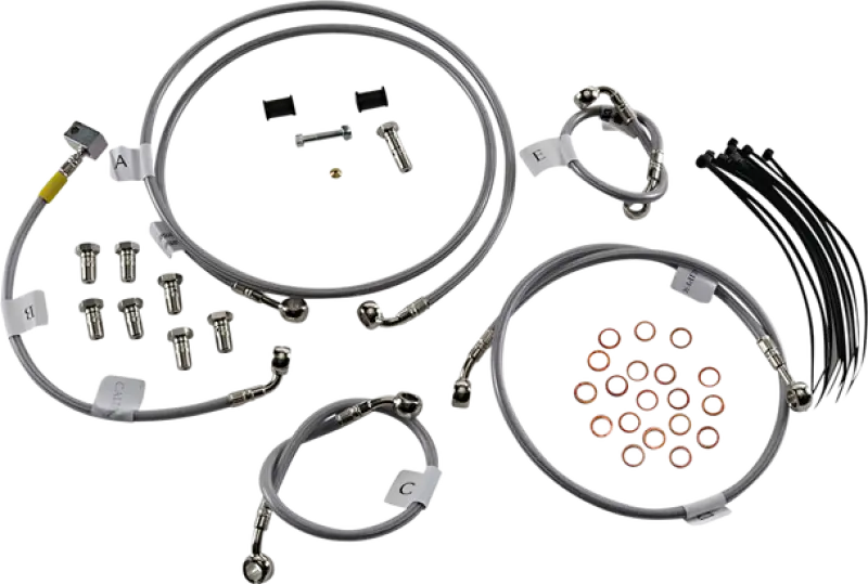 Motorcycle brake line kit with stainless steel brake lines for FK003D935-5 Galfer Stainless