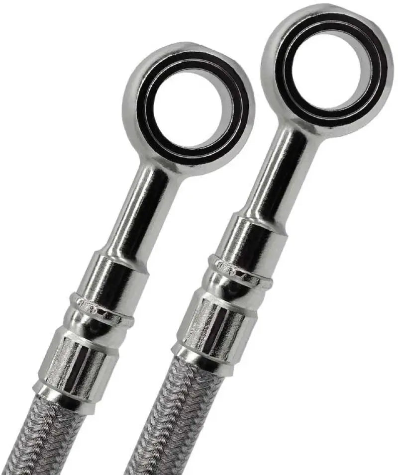 Two braided stainless steel brake lines with banjo fittings for FK003D975-4 vehicle upgrade