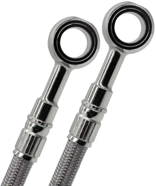 Two braided stainless steel brake lines with banjo fittings for FK003D975-4 vehicle upgrade