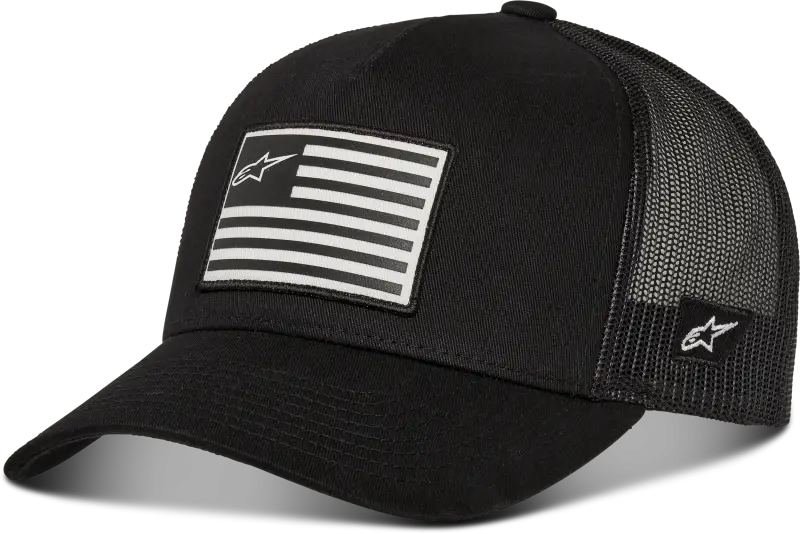 Flag Flat Trucker Hat Black/Black - ALPINESTARS