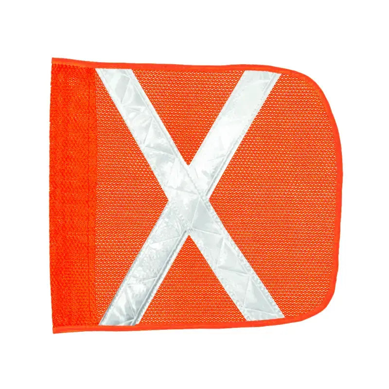 Orange mesh safety flag with reflective X for driver industry heavy duty safety alert