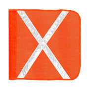 Orange mesh safety flag with white reflective X for driver industry heavy duty use