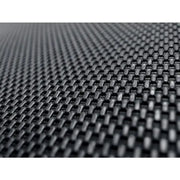 Woven black textured material on custom fit carbon fiber style floor liners