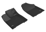 Black custom fit floor liners with carbon fiber texture and raised edges for cars