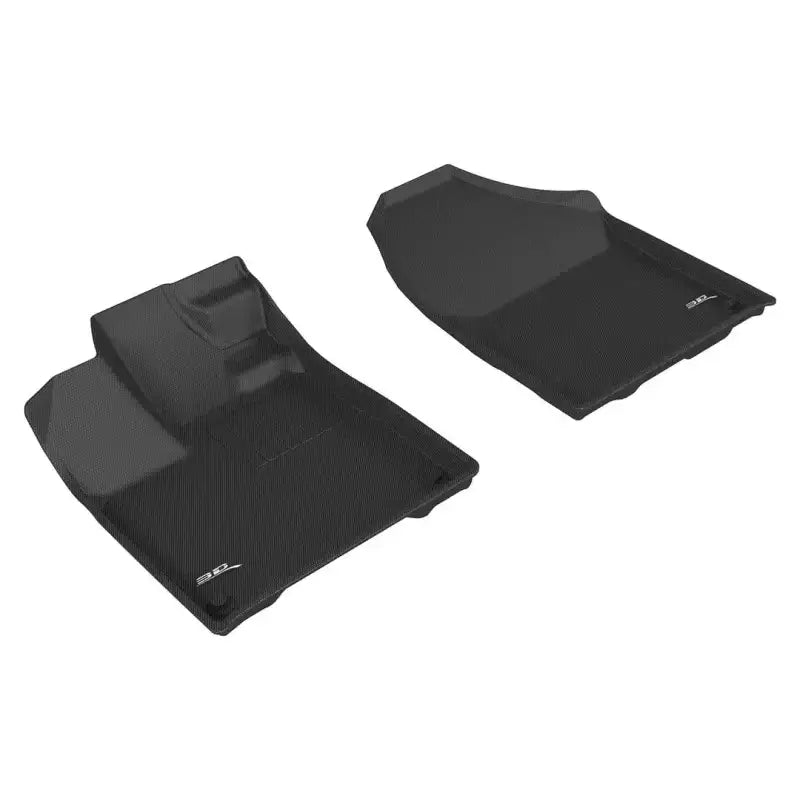Black custom fit floor liners with carbon fiber texture and raised edges for cars