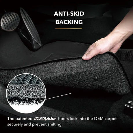 Anti-skid custom fit car floor liners with carbon fiber texture and raised edges
