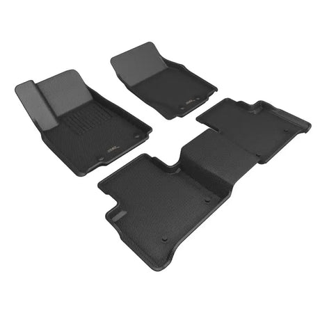Black custom fit floor liner with raised ridge and carbon fiber texture for Car Floors