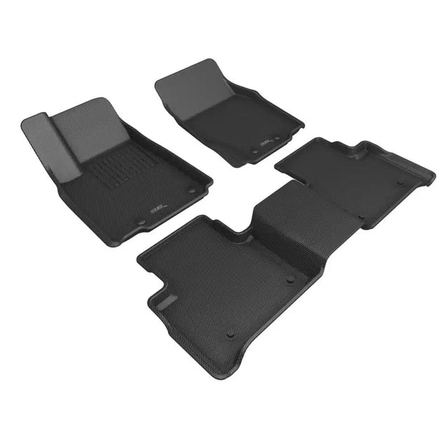 Black custom fit floor liner with raised ridge and carbon fiber texture for Car Floors