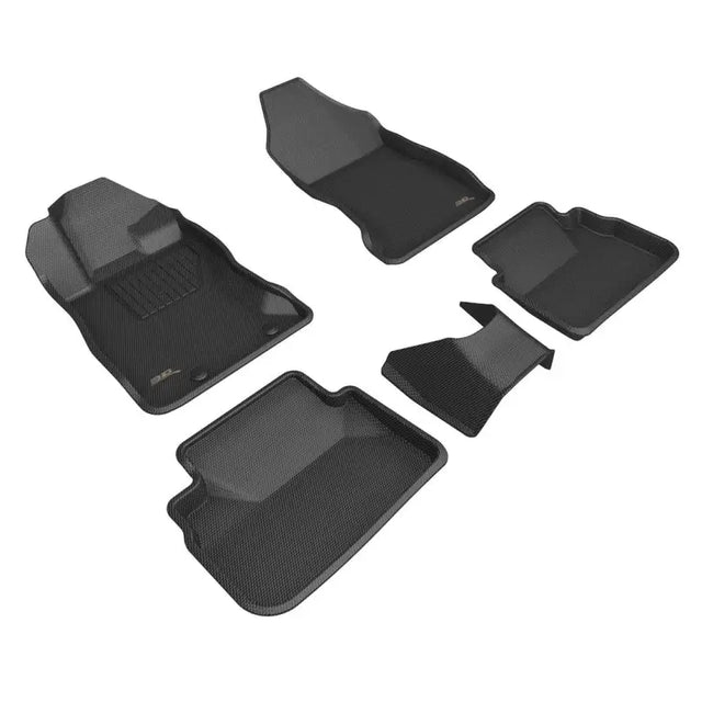 Floor Liner Custom Fit; Raised Ridge; Black; Thermoplastic Rubber Of Carbon Fiber Texture; 5 Piece - Truck & Automotive