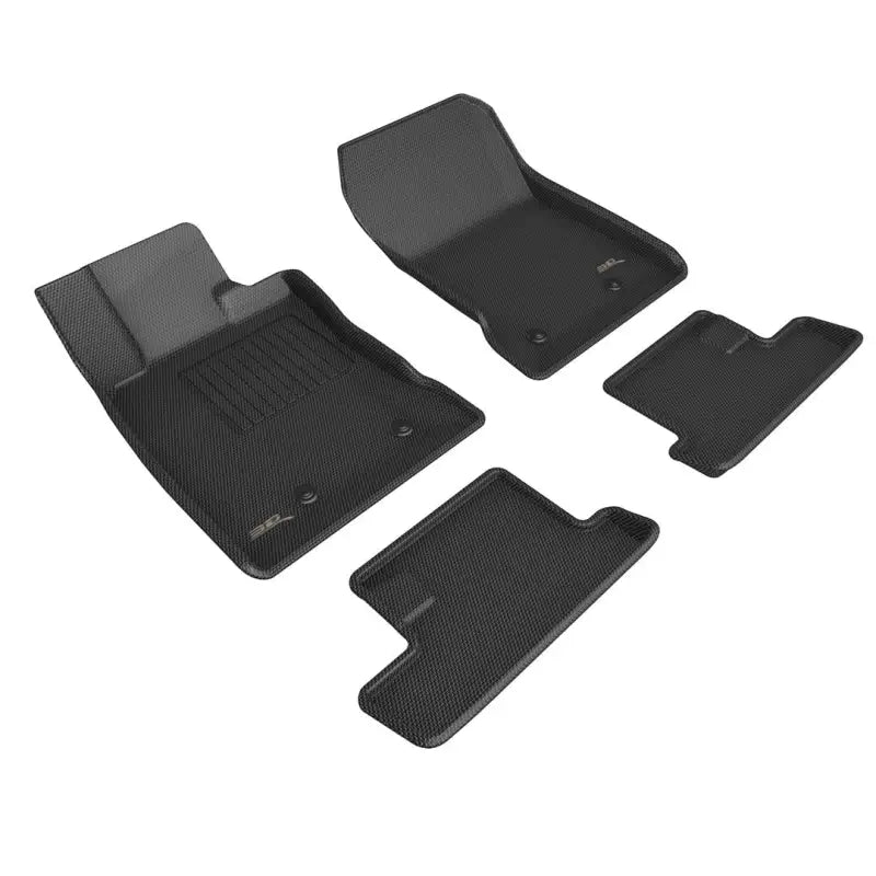 Floor Liner Custom Fit; Raised Ridge; Black; Thermoplastic Rubber Of Carbon Fiber Texture; 4 Piece - Truck & Automotive