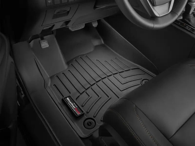 Floor Liner Molded Fit; With Channels And Reservoir To Direct Hold Fluids Applied WeatherTech Logo; Black;