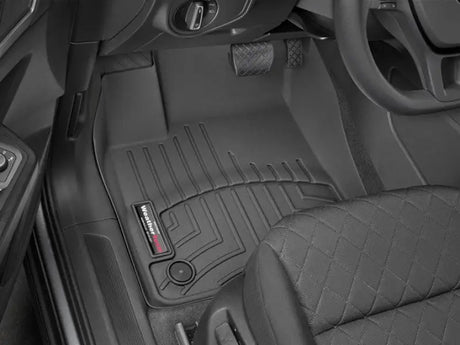 Black floor liner molded fit with channels and reservoir, WeatherTech TPO material