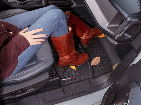 Floor Liner Molded Fit; With Channels And Reservoir To Direct Hold Fluids Applied WeatherTech Logo; Black;