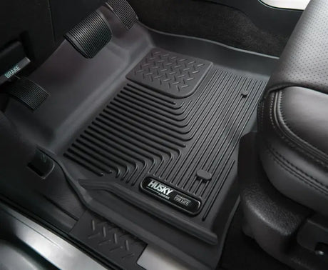 Husky Liners X-act Contour Floor Liner, molded fit, raised channels and edges, black TPE for trucks and SUVs.