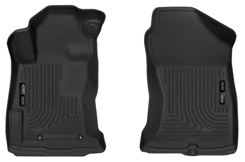 Husky Liners X-act Contour floor liner, custom molded fit, black TPE, raised channels and edges, 2-piece set.