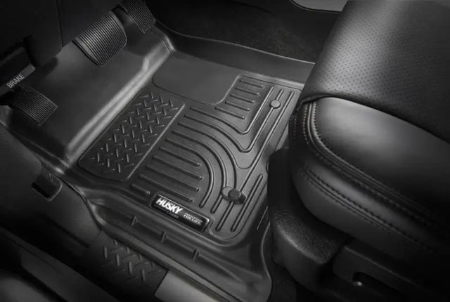 Floor Liner Molded Fit; Smooth Arcing Ribs/ Raised Heel Pad; Black; TPO (Thermoplastic Olefin); 3 Piece - Truck &