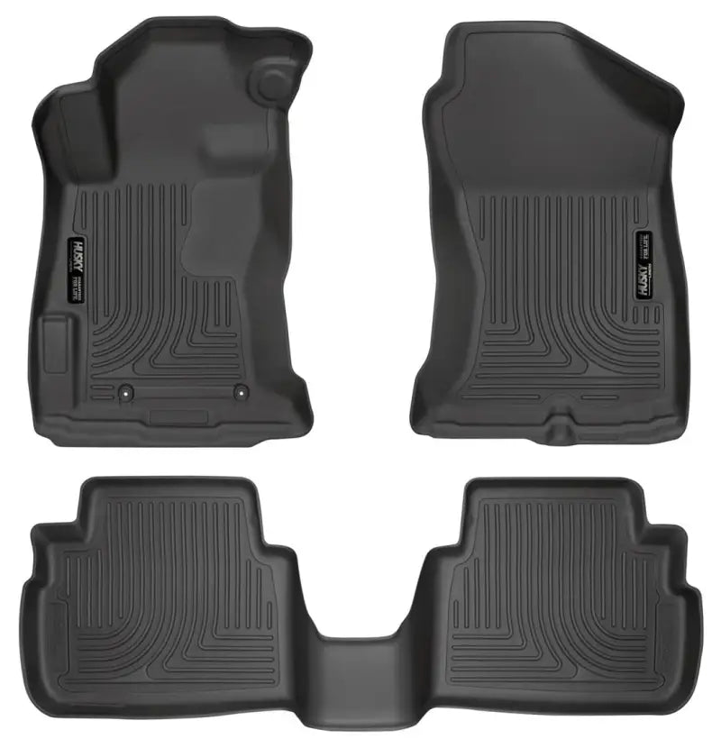 Floor Liner Molded Fit; Smooth Arcing Ribs/ Raised Heel Pad; Black; TPO (Thermoplastic Olefin); 3 Piece - Truck &