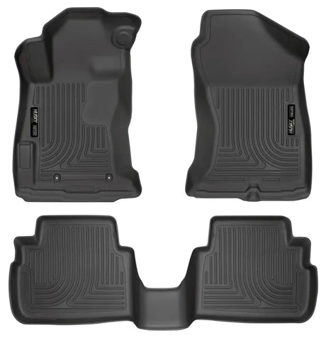 Floor Liner Molded Fit; Smooth Arcing Ribs/ Raised Heel Pad; Black; TPO (Thermoplastic Olefin); 3 Piece - Truck &