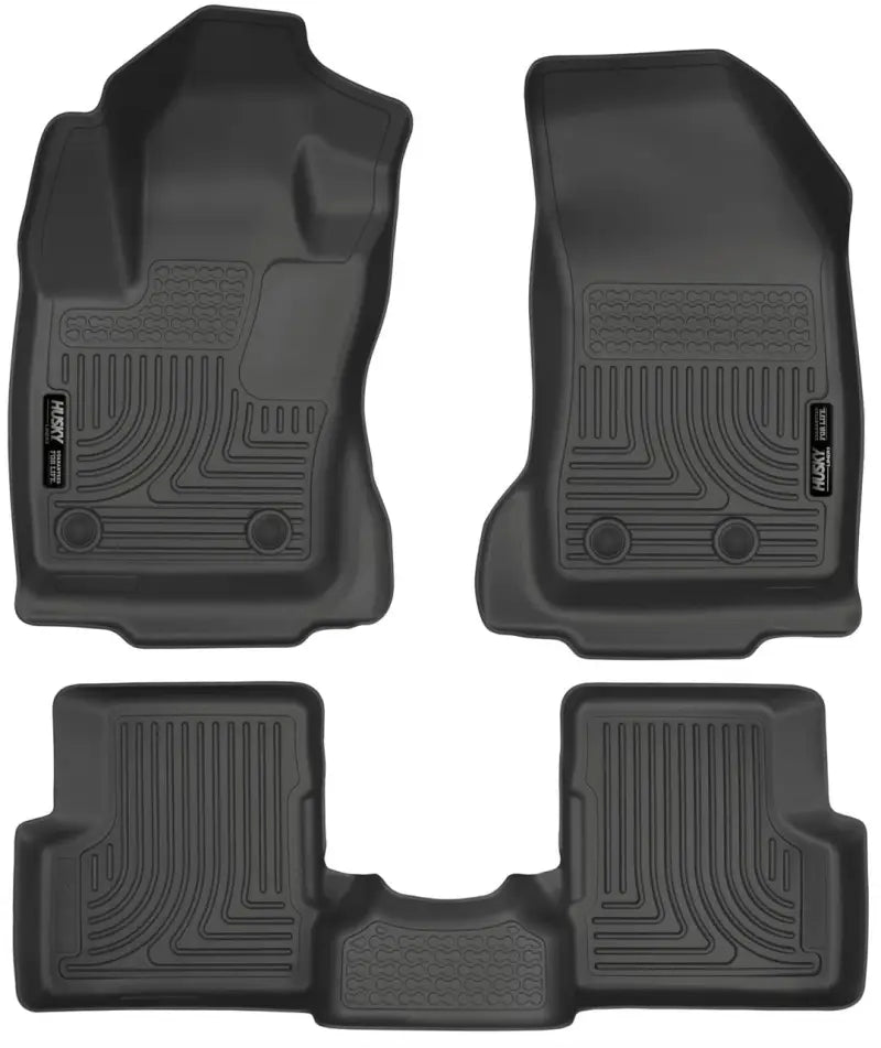 Floor Liner Molded Fit; Smooth Arcing Ribs/ Raised Heel Pad; Black; Rubber; 3 Piece - Truck & Automotive